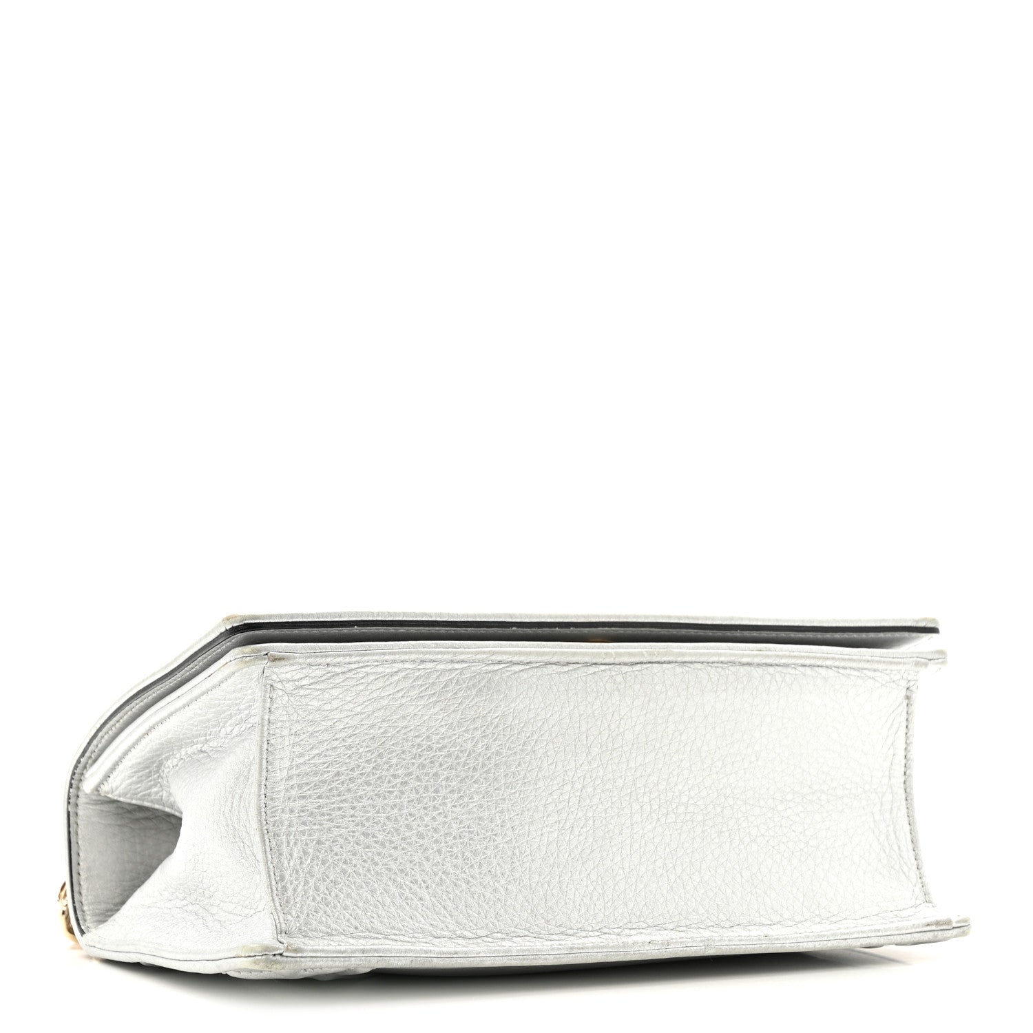 Christian Dior Metallic Grained Calfskin Diorama Wallet on Chain Pouch Silver 4 of 13