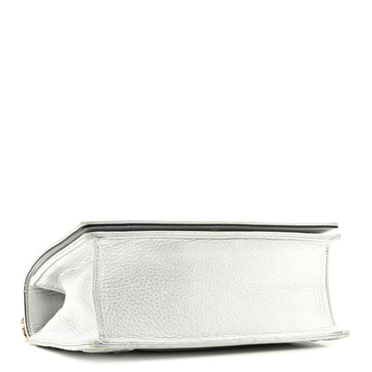 Christian Dior Metallic Grained Calfskin Diorama Wallet on Chain Pouch Silver 4 of 13