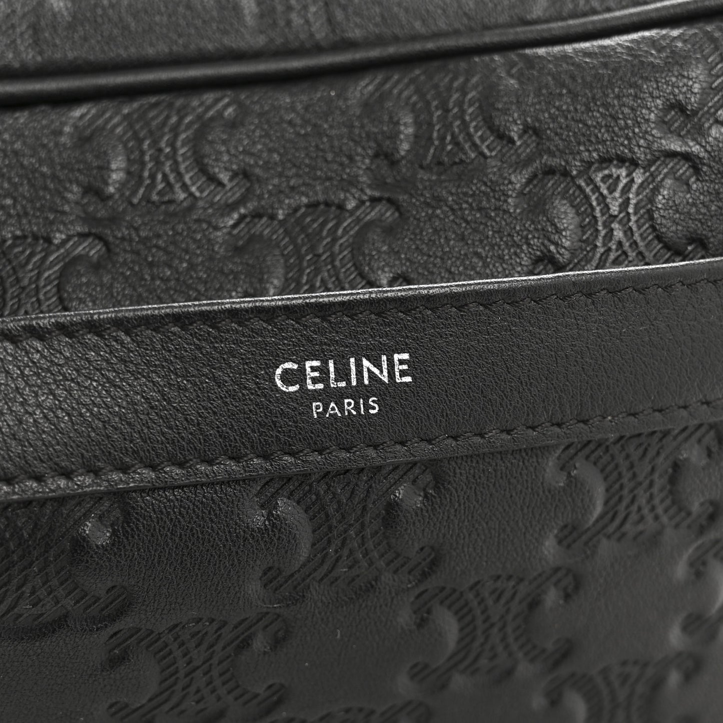 Calfskin Triomphe Embossed Medium Messenger Bag Black