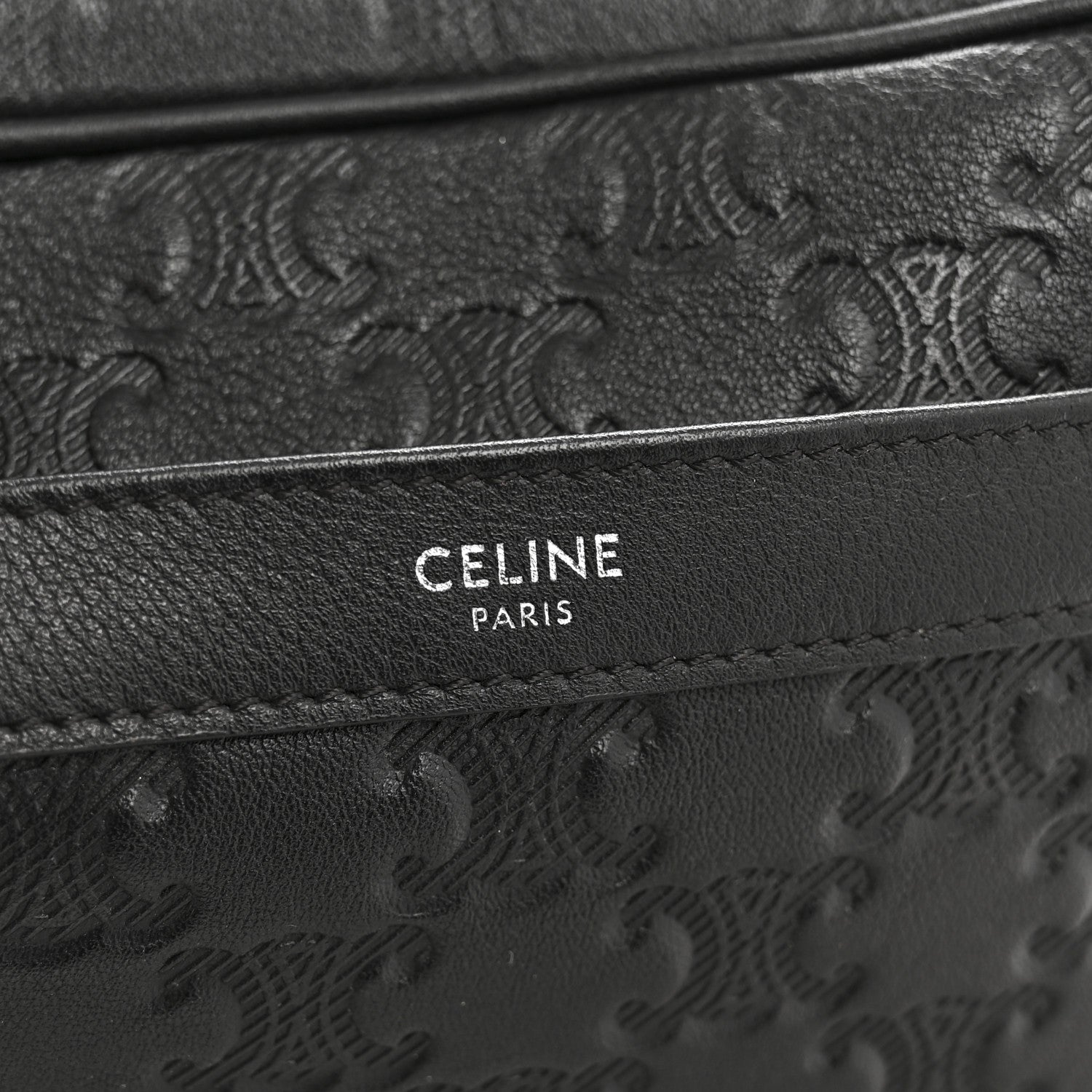 Celine Calfskin Triomphe Embossed Medium Messenger Bag Black 6 of 12