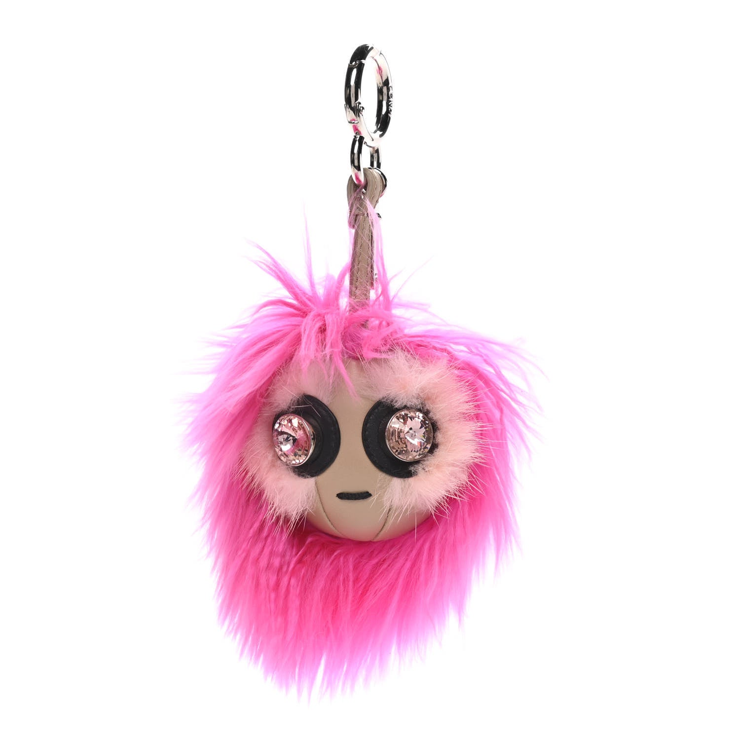 Fendi Alpaca Mink Fur Crystal Faces Micro Bag Bug Charm Fuchsia 1 of 6