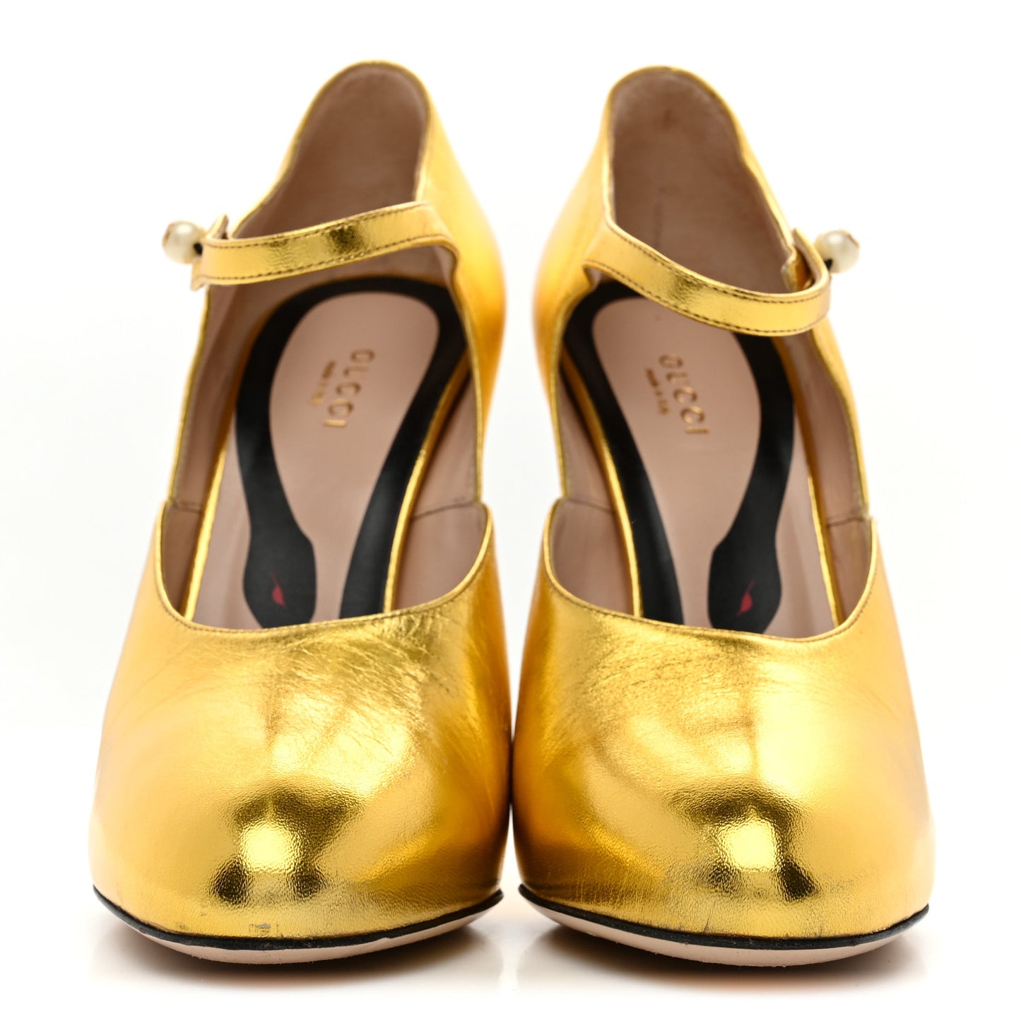 Metallic Malaga Kid Lesley Mary Jane Pumps 39.5 Gold