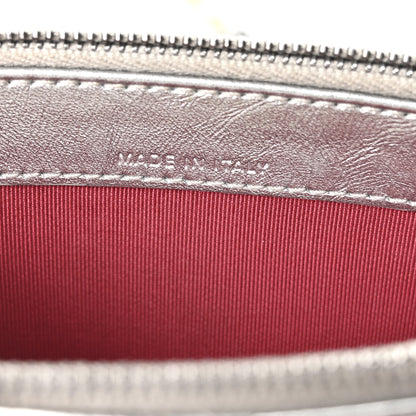 Chanel Metallic Lambskin Calfskin Quilted Small Gabrielle Clutch With Chain Silver 6 of 11