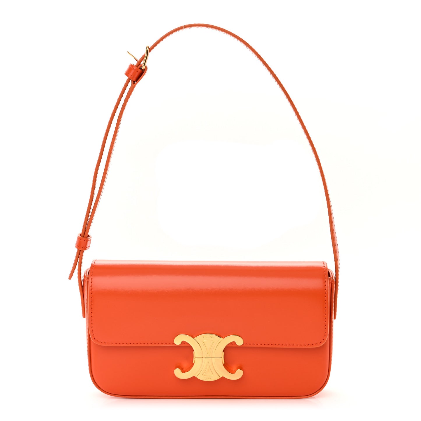 Natural Calfskin Triomphe Shoulder Bag Orange