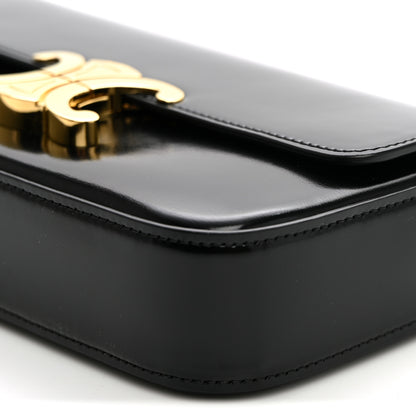 Celine Shiny Calfskin Triomphe Chain Shoulder Bag Black 9 of 9