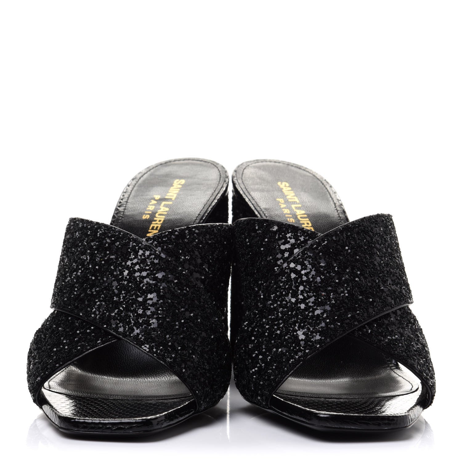 Saint Laurent Glitter LouLou 70 Mule Sandals 39.5 Black 2 of 9