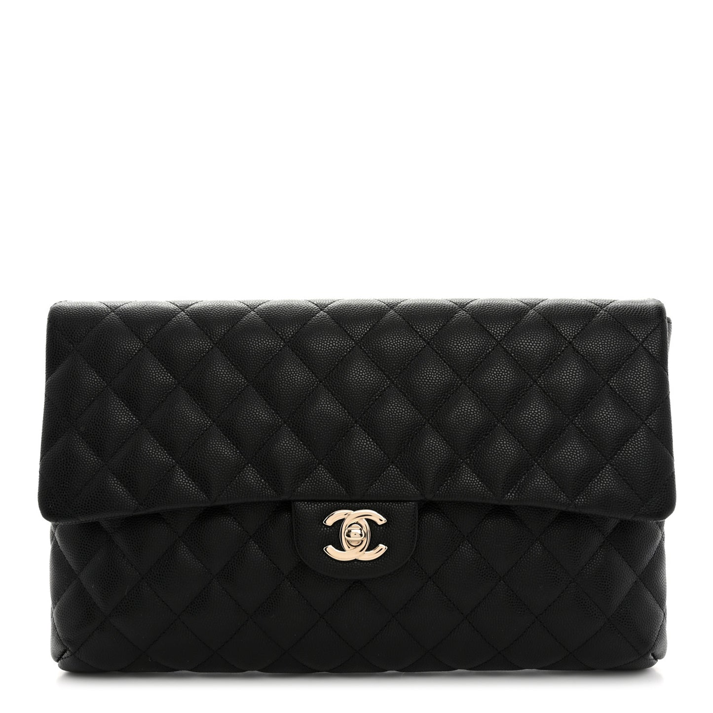 Caviar Quilted Flap Clutch Black