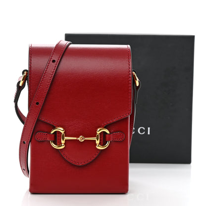 Gucci Boarded Plutone Calfskin Mini Horsebit 1955 Crossbody Bag New Cherry Red 12 of 12