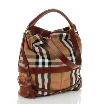 Burberry House Check Bridle Calfskin Medium Gosford Hobo Dark Tan 3 of 9