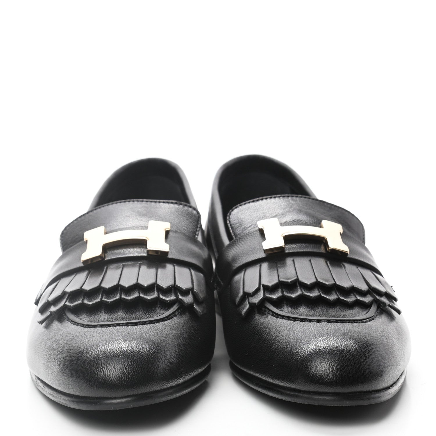 Hermes Goatskin Womens Royal Loafers 36 Black 2 of 8