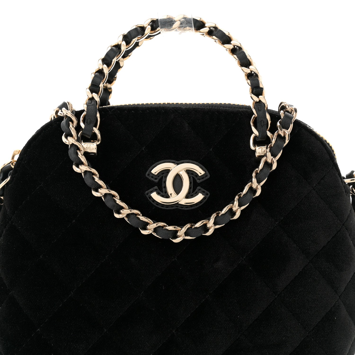 Chanel Velvet Quilted Shiny Coco Clutch With Chain Black 8 of 11