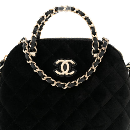 Chanel Velvet Quilted Shiny Coco Clutch With Chain Black 8 of 11