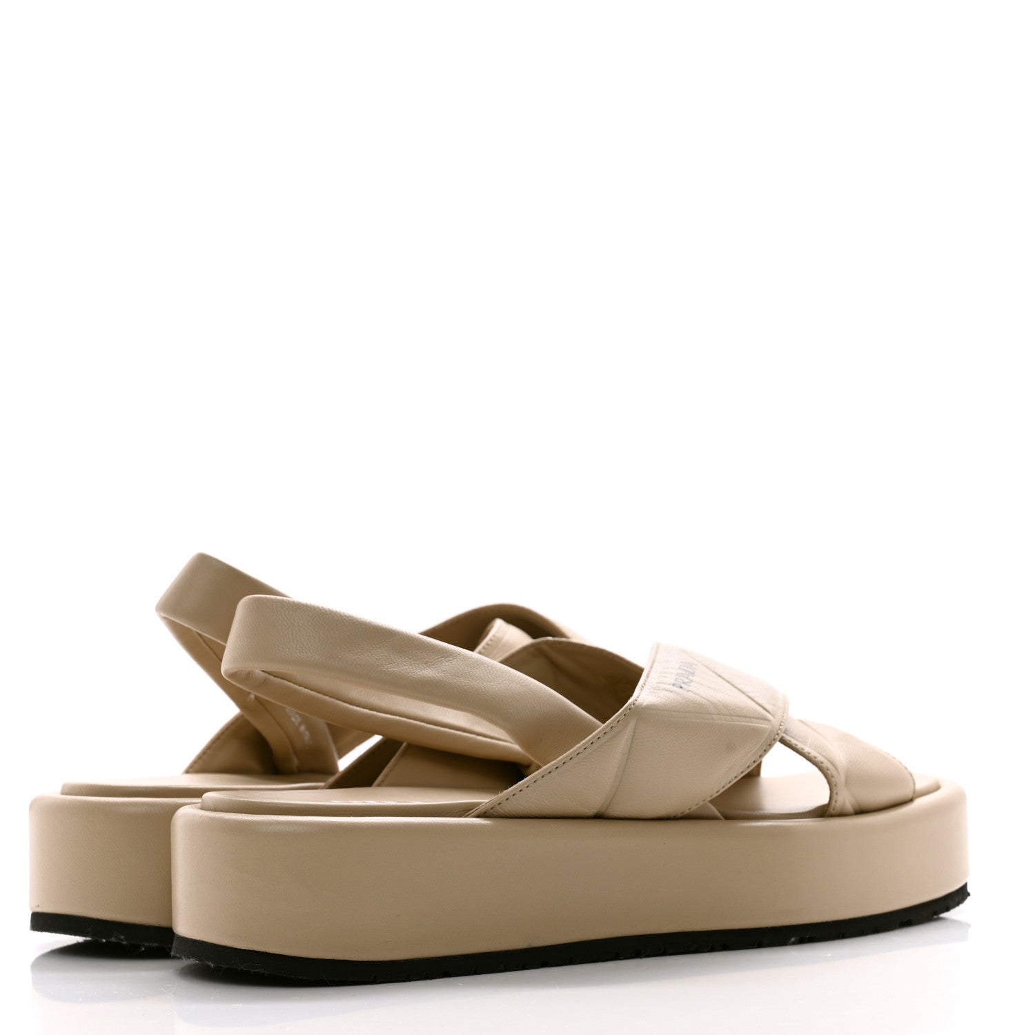 Prada Nappa Quilted Padded Platform Slingback Sandals 38.5 Deserto 3 of 8