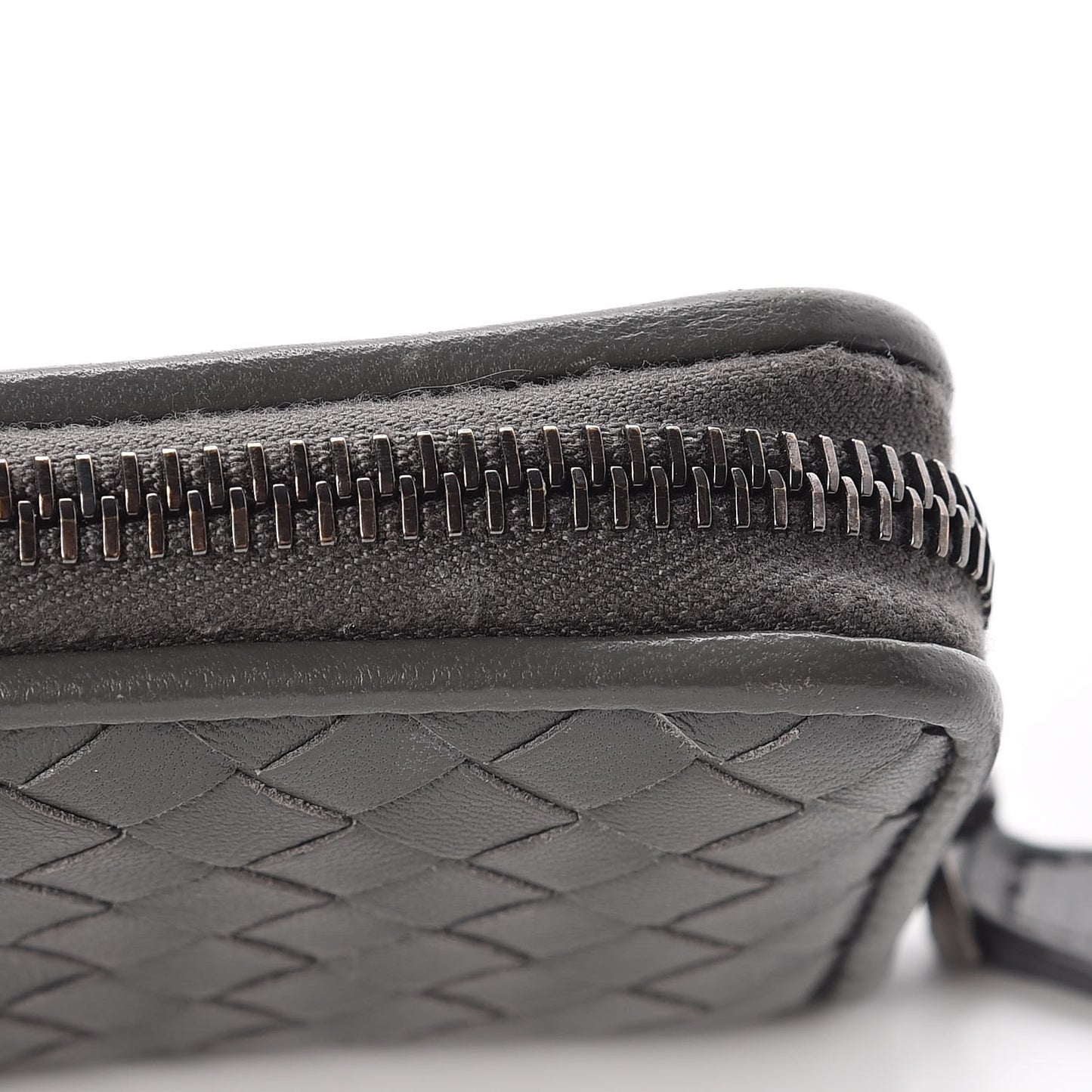 Nappa Intrecciato Zip Around Coin Purse Light Grey