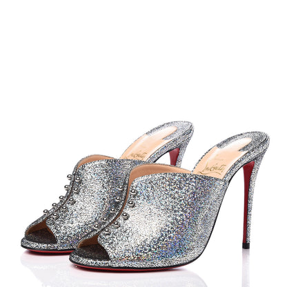Christian Louboutin Nappa Mica PVC Glitter Predumule 100 Pumps 37.5 Silver 3 of 8