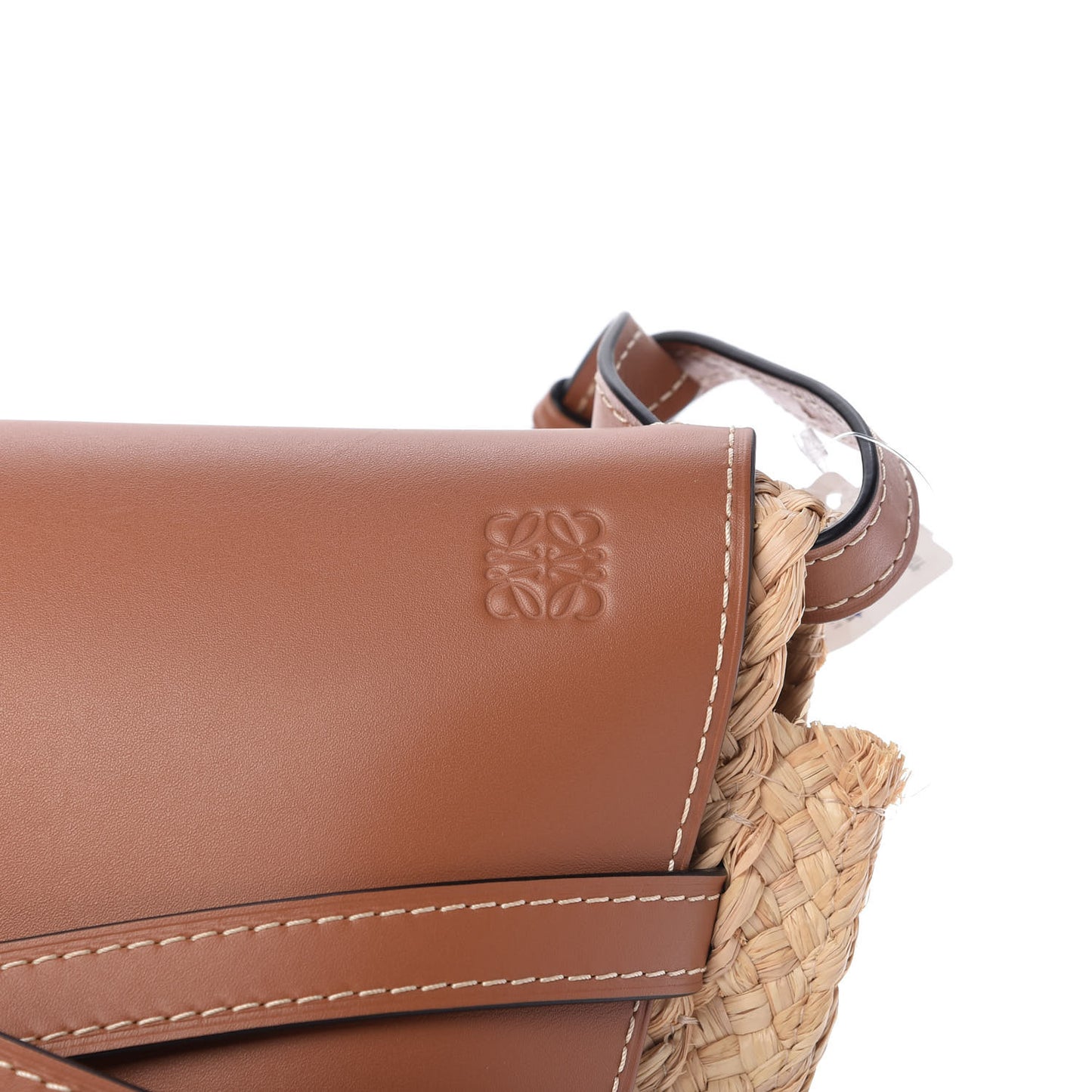 Calfskin Raffia Small Gate Crossbody Bag Natural Tan