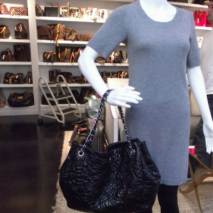 Chanel Vinyl Rock in Moscou Tote Black 2 of 12