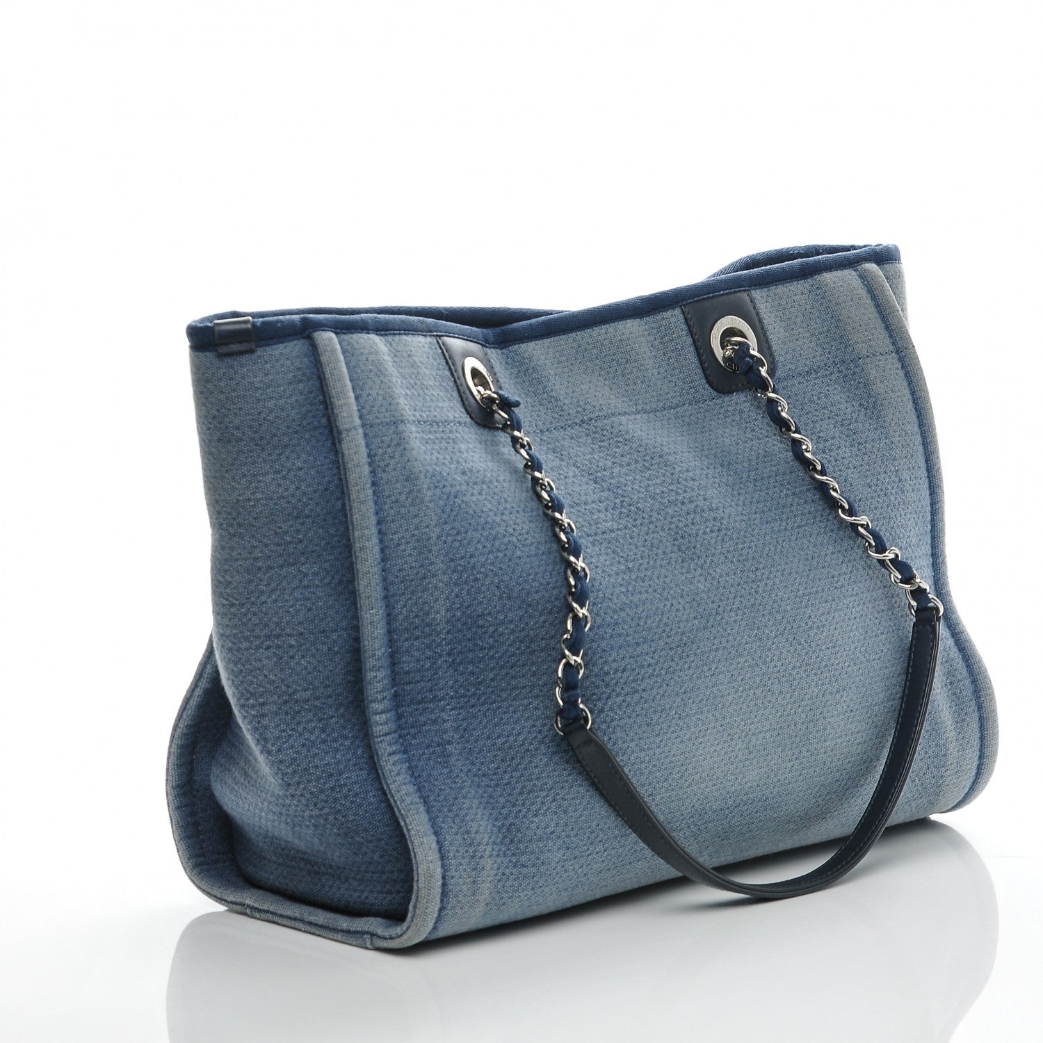 Chanel Canvas Small Deauville Tote Denim Blue 3 of 7