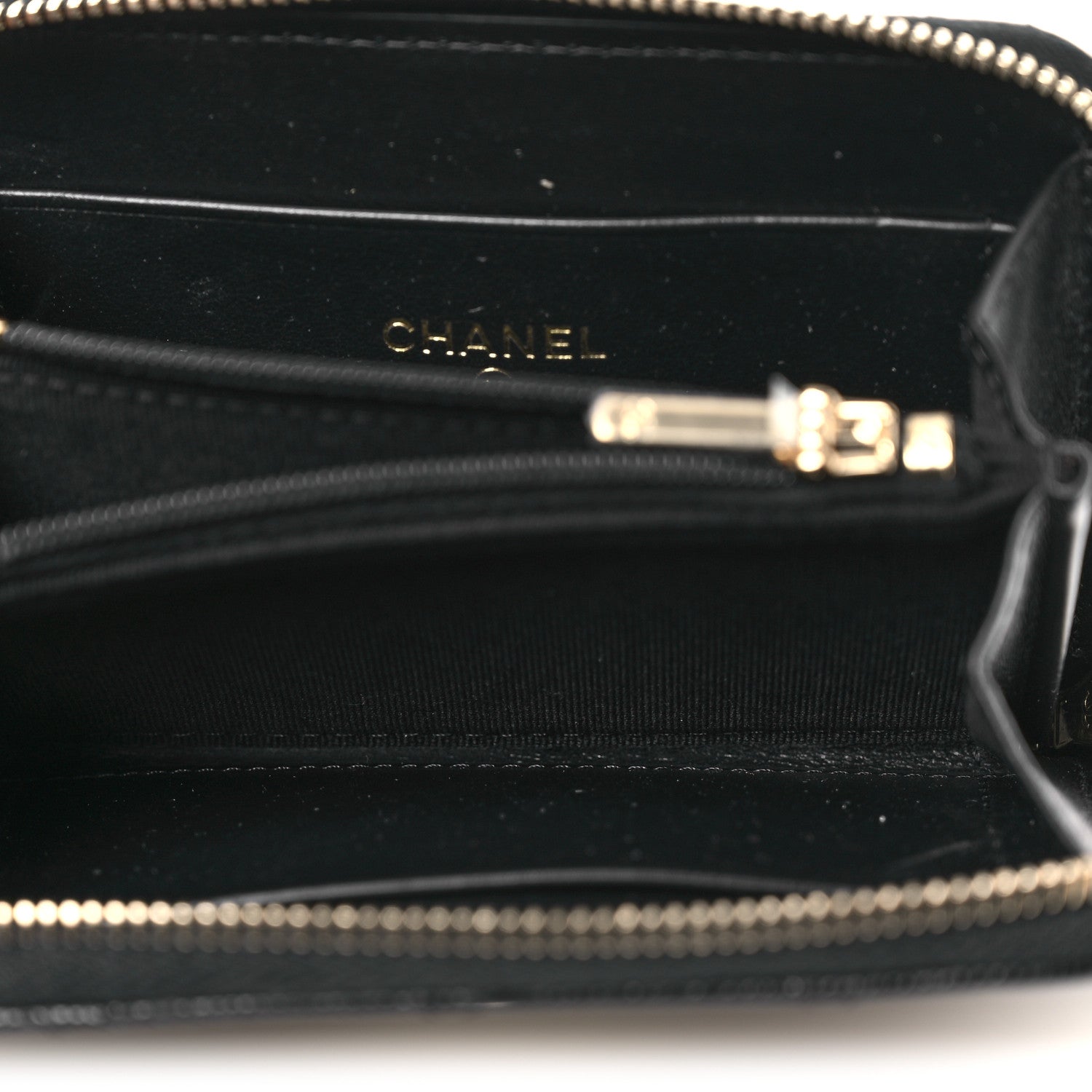 Chanel Caviar Quilted Crystal Zip Around Coin Purse Wallet Black 5 of 9
