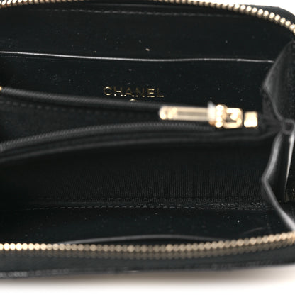 Chanel Caviar Quilted Crystal Zip Around Coin Purse Wallet Black 5 of 9