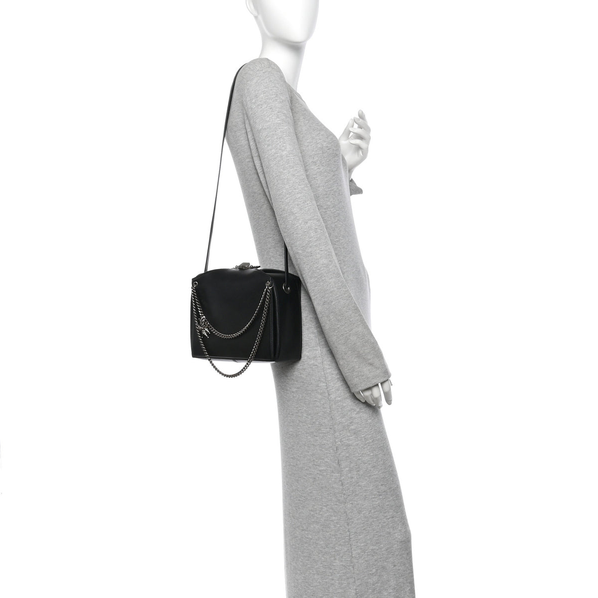 Calfskin Box Shoulder Bag Black