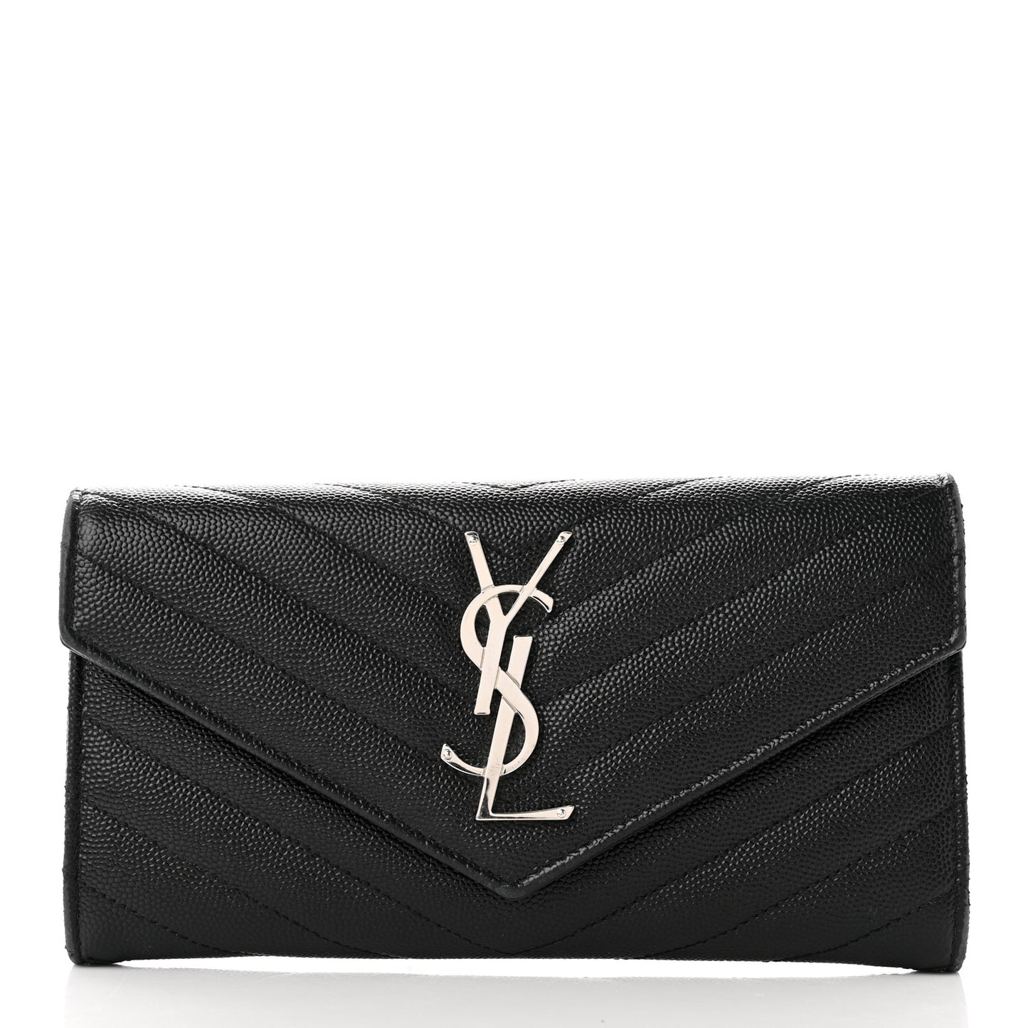Grain De Poudre Matelasse Chevron Monogram Flap Wallet Black