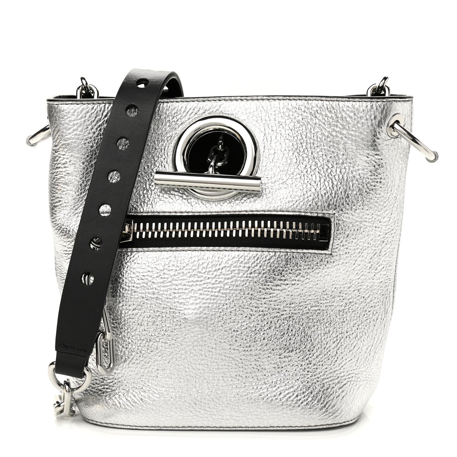 Alexander Wang Metallic Pebbled Calfskin Riot Bucket Bag Silver 1 of 10