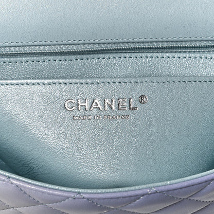 Chanel Perforated Lambskin Quilted Mini Rectangular Flap Light Blue Light Purple White 7 of 13