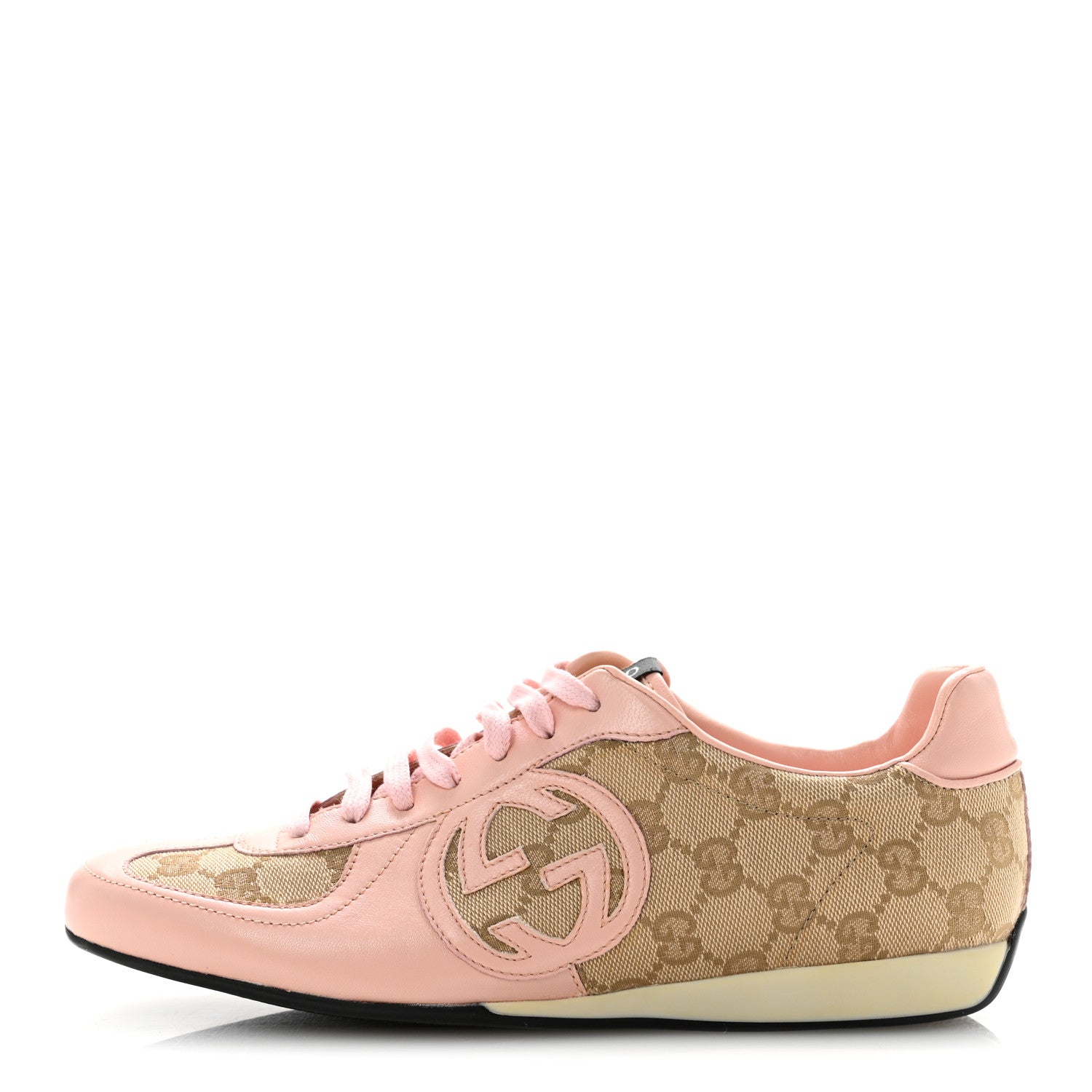 Gucci Monogram Nappa Interlocking G Sneakers 37.5 New Sand Rose Dragea 1 of 12