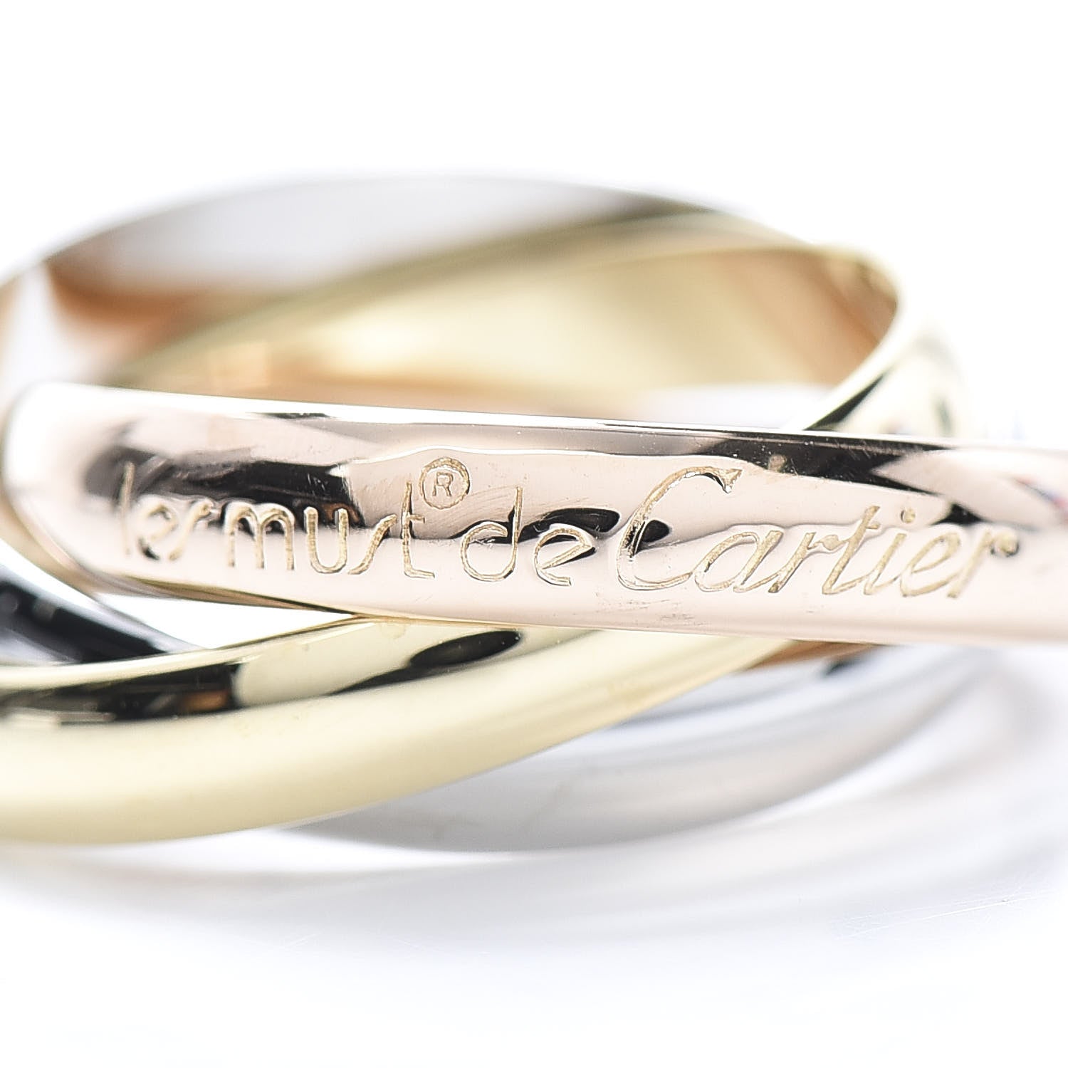 Cartier 18K Pink Yellow White Gold Classic Les Must De Trinity Ring 53 6.5 6 of 7