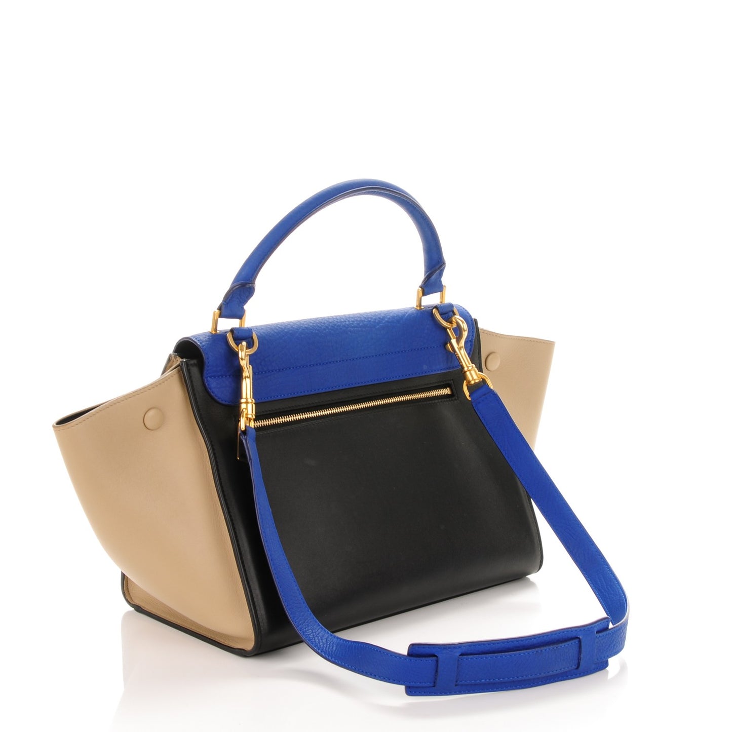 Elephant Calfskin Small Tri-Color Trapeze Indigo
