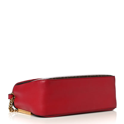 Fendi Vitello Grace Glazed Fabric FF 1974 Double F Shoulder Bag Fragola Mogano Panna 4 of 12