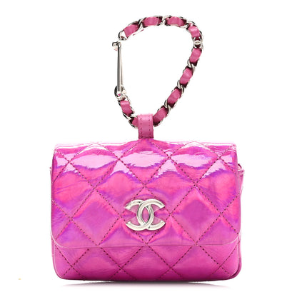 Chanel Iridescent Mirror Goatskin Hook Card Holder Fuchsia 1 of 10