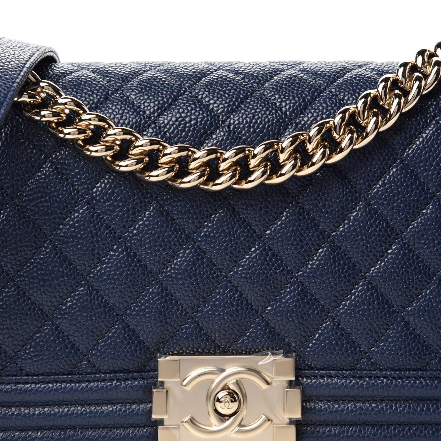 Chanel Caviar Quilted Medium Boy Flap Dark Blue 10 of 11