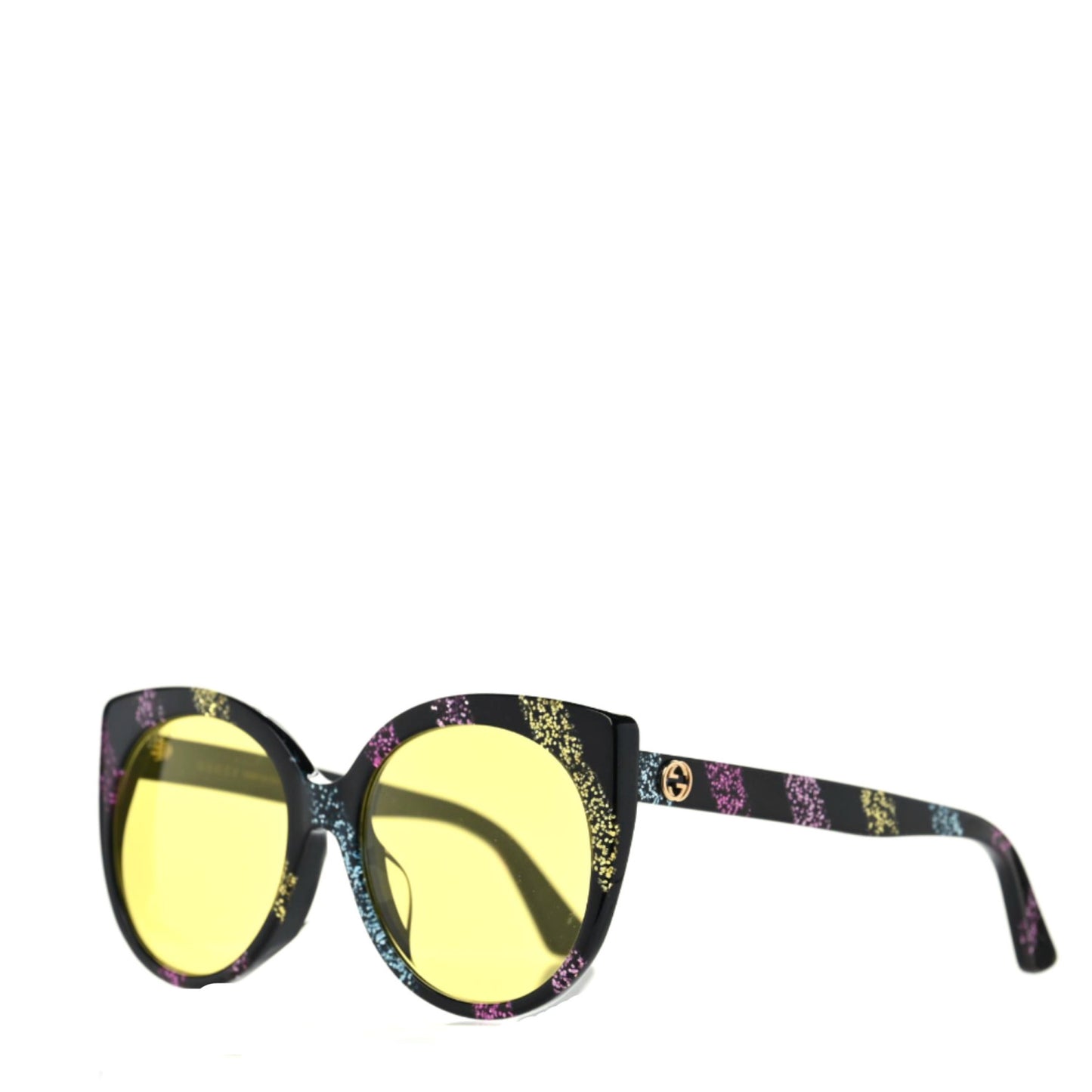 Glitter Acetate Cat Eye Sunglasses GG0325SA Black Yellow