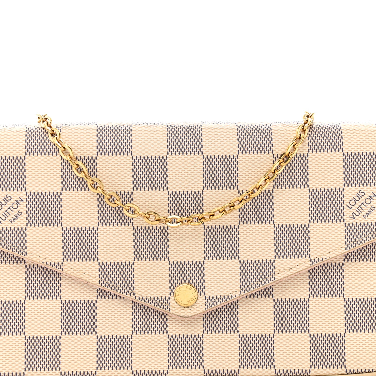 Louis Vuitton Damier Azur Pochette Felicie Chain Wallet Rose Ballerine 9 of 13