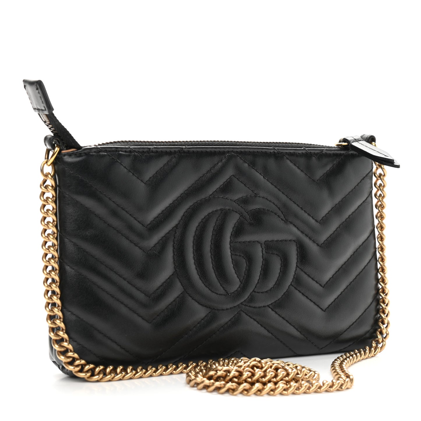 Calfskin Matelasse Mini GG Marmont Chain Bag Black