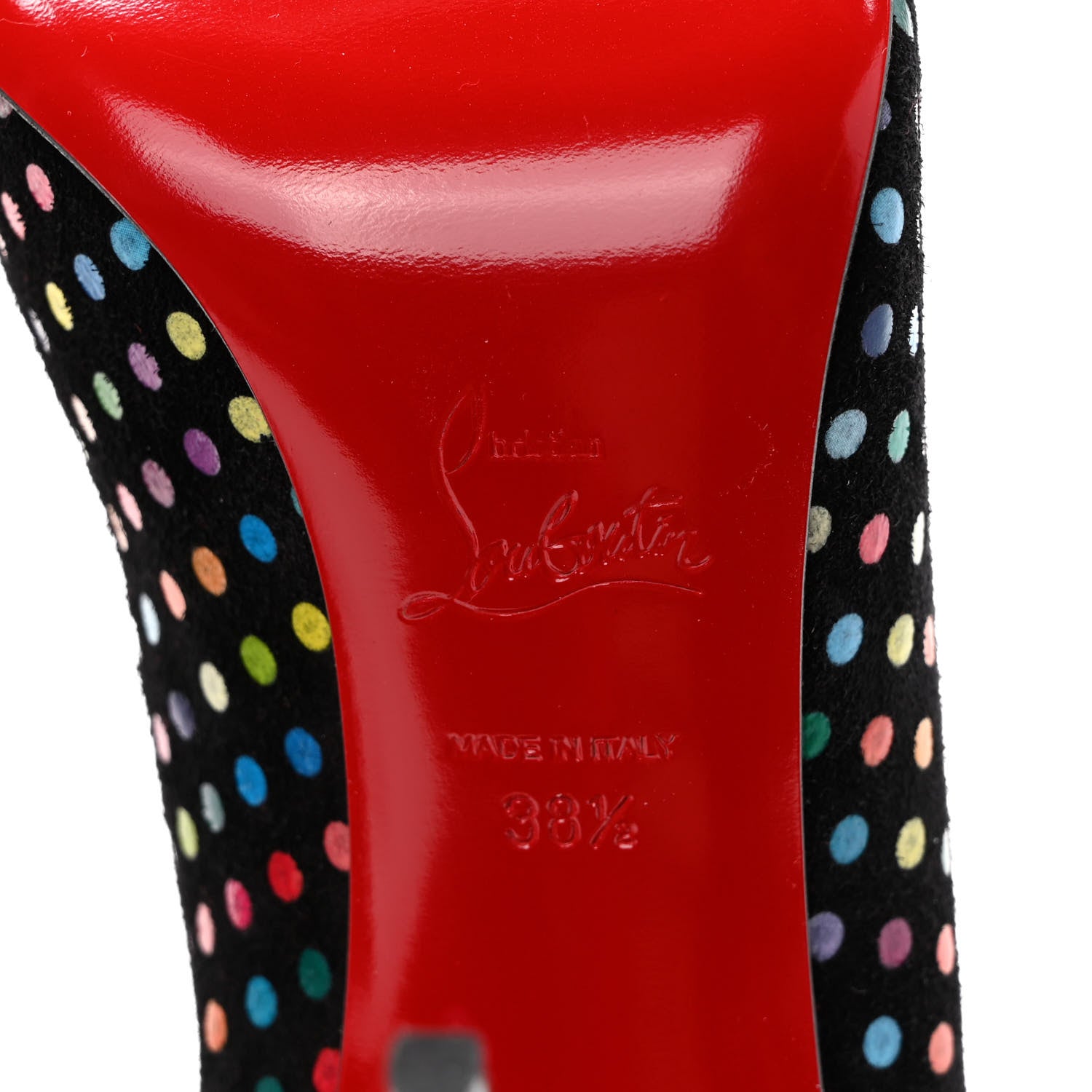 Christian Louboutin Suede Polka Dot Hot Chick 100 Pumps 38.5 Black Multicolor 6 of 8