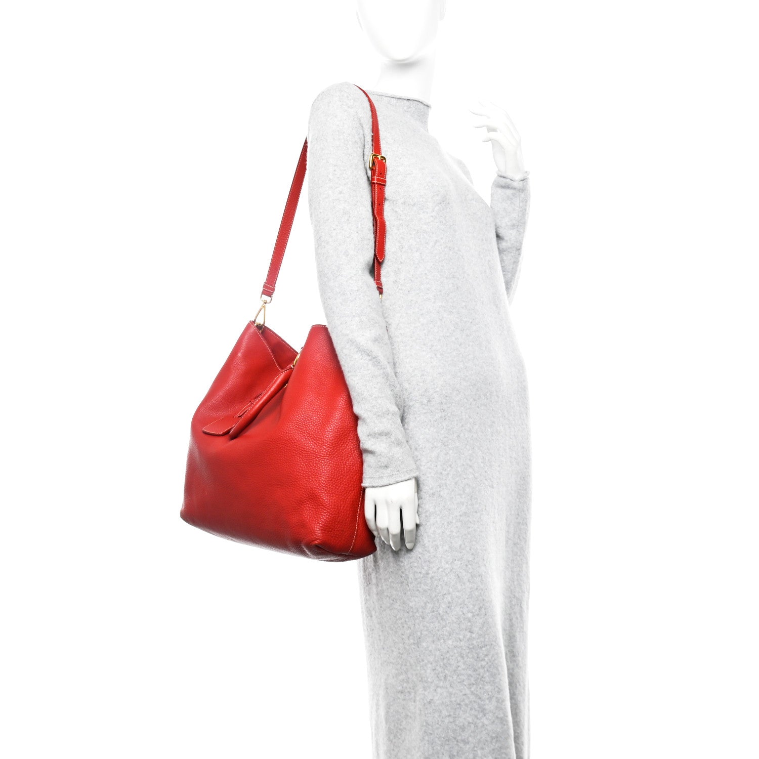 Prada Vitello Daino Tote Rosso 2 of 15