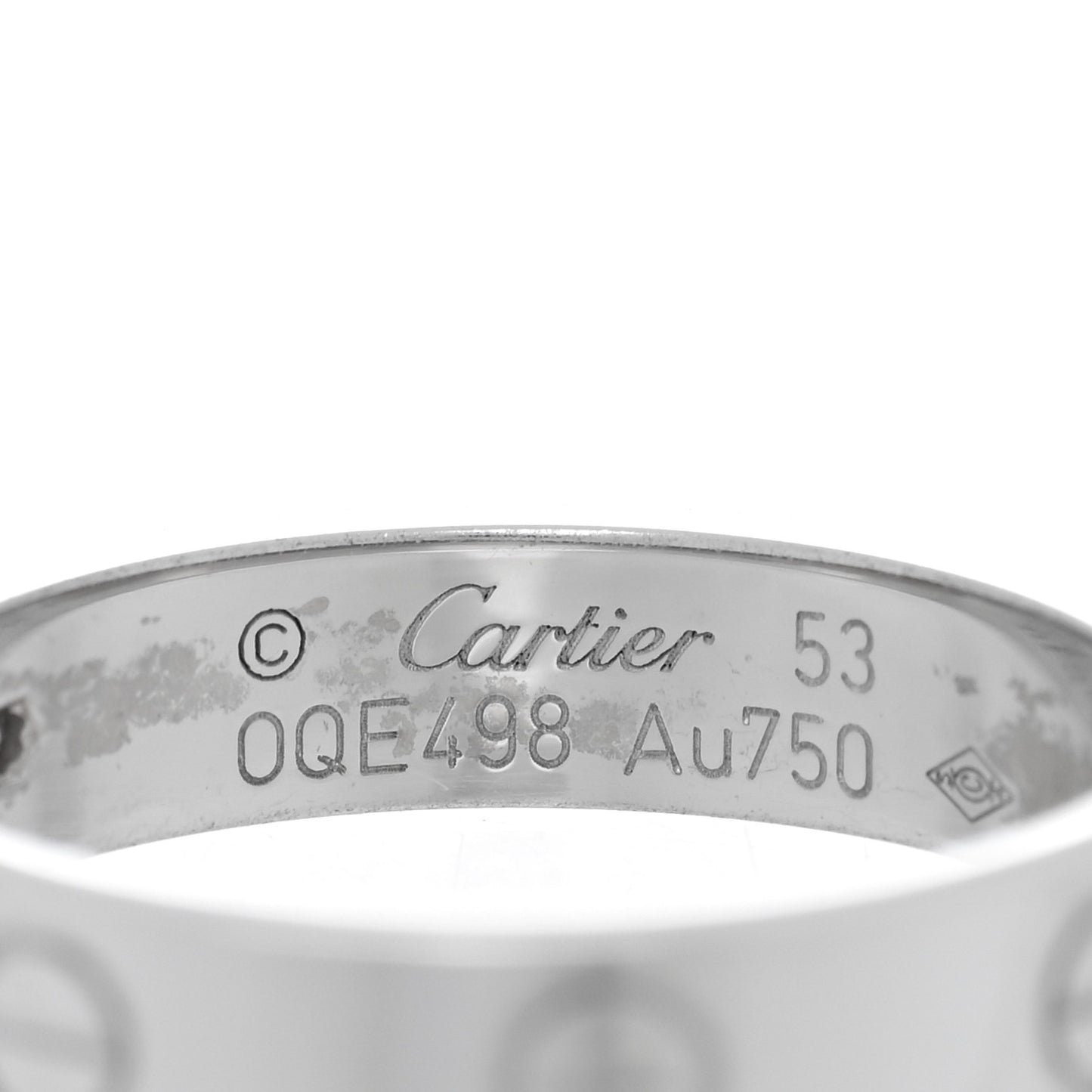 18K White Gold Diamond 4mm LOVE Wedding Band Ring 53 6.5