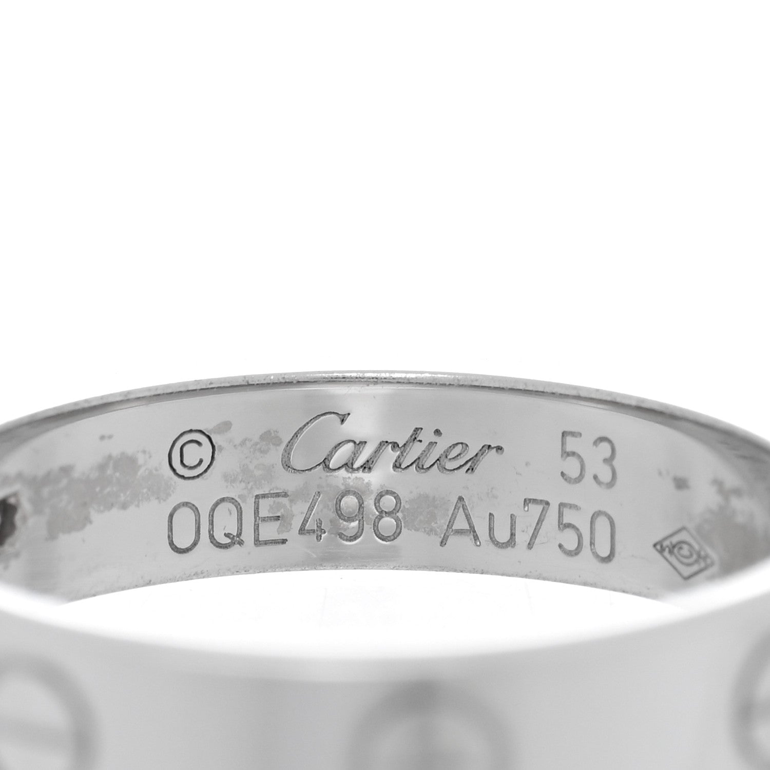 Cartier 18K White Gold Diamond 4mm LOVE Wedding Band Ring 53 6.5 4 of 5
