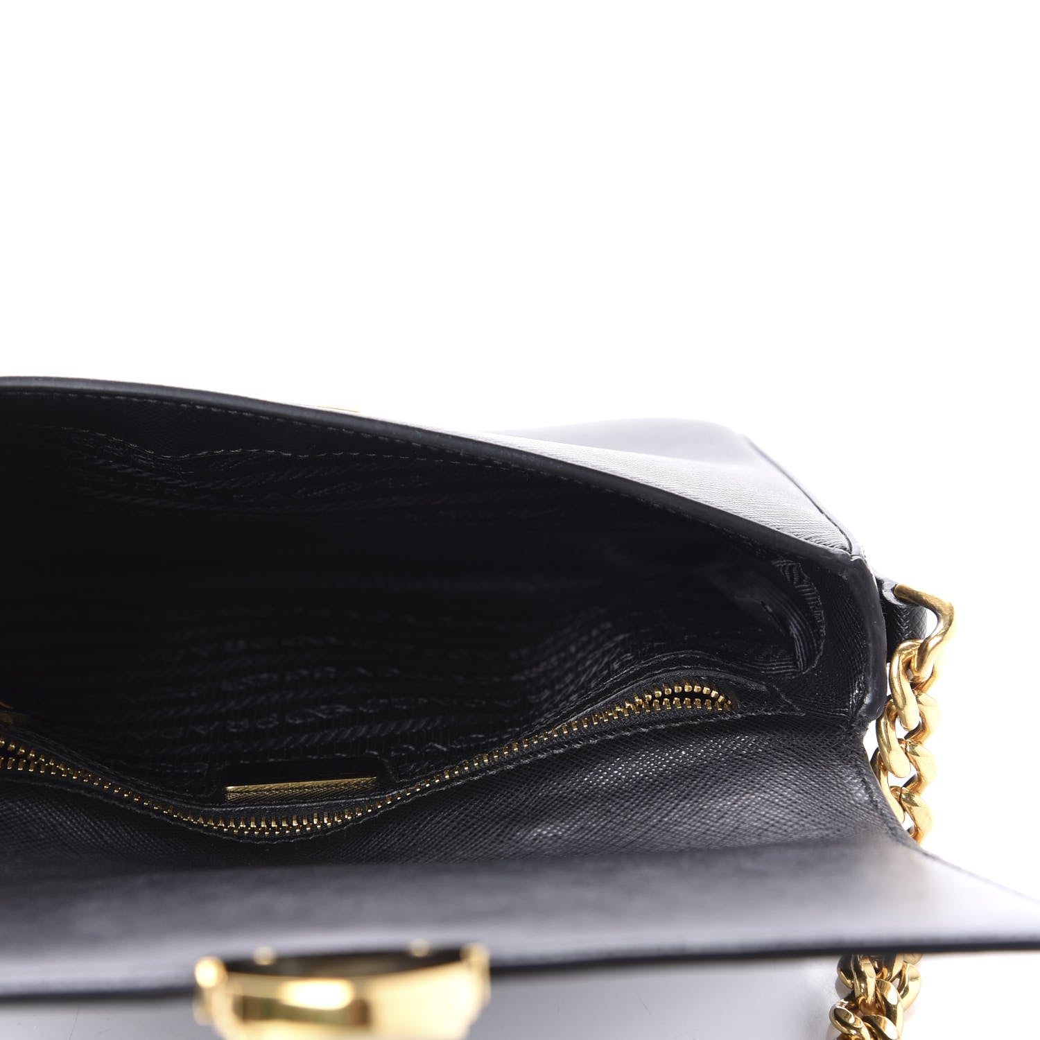 Prada Saffiano Pushlock Chain Crossbody Bag Black 5 of 9