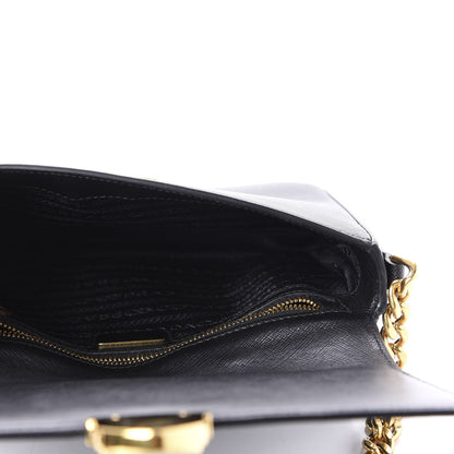 Prada Saffiano Pushlock Chain Crossbody Bag Black 5 of 9