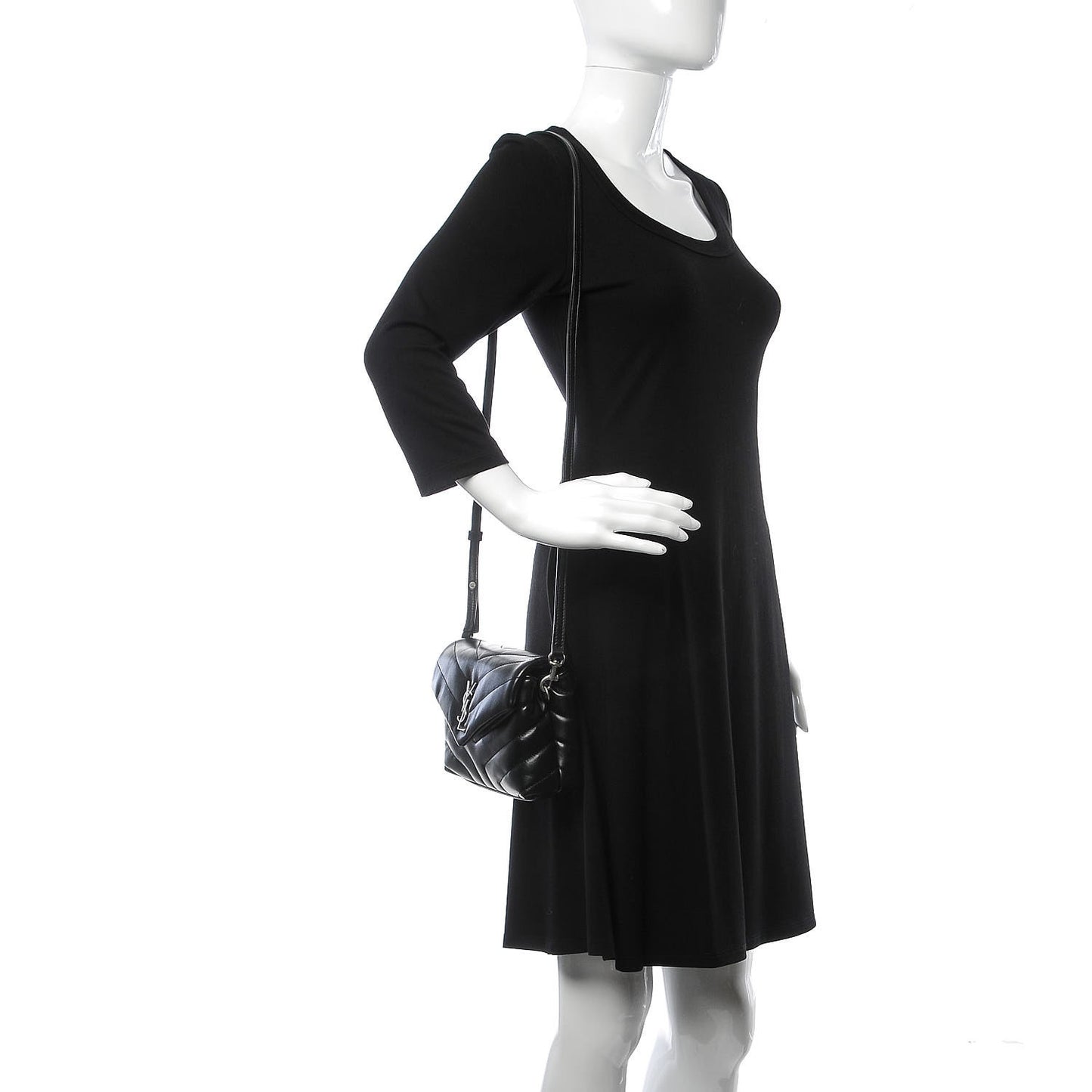Calfskin Y Quilted Monogram Toy Loulou Crossbody Bag Black