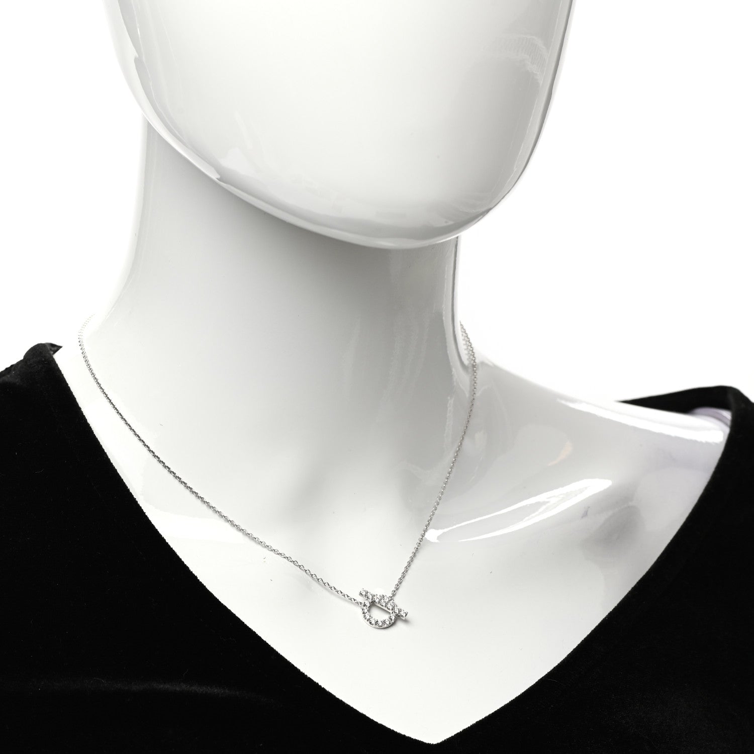 Hermes 18K White Gold Diamond Finesse Pendant Necklace 2 of 5