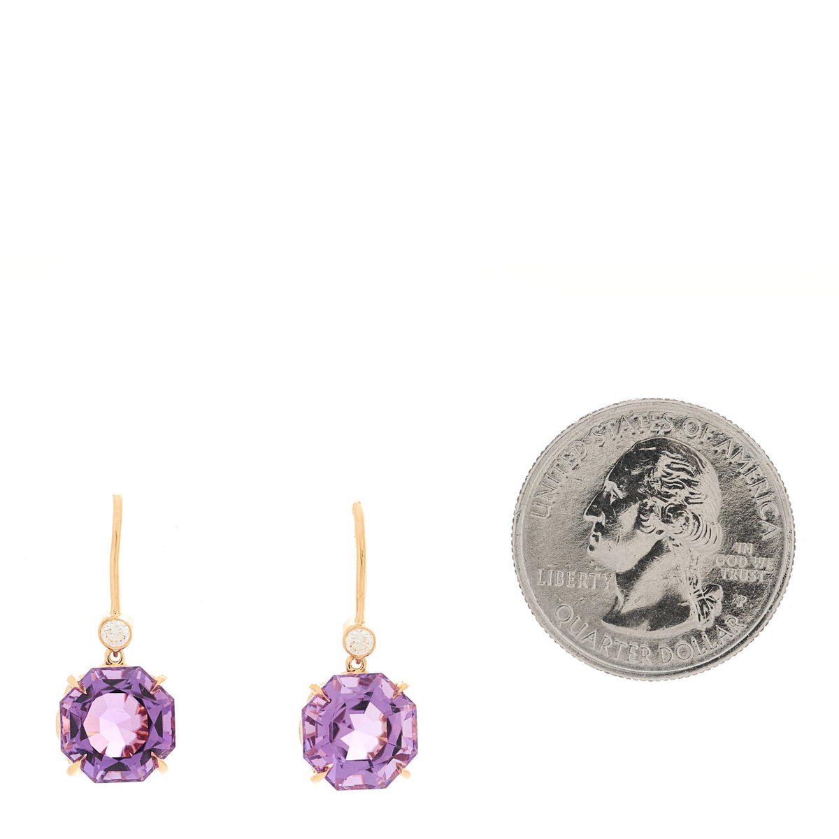 18K Rose Gold Diamond Amethyst Sparklers Drop Earrings