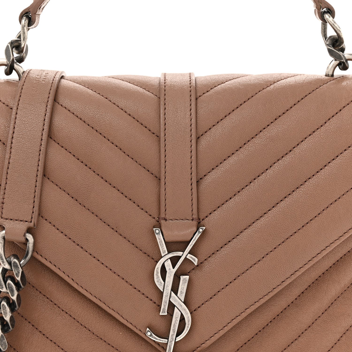 Saint Laurent Sheepskin Matelasse Chevron Monogram Medium College Bag Fard 8 of 19