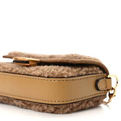 Fendi Curly Shearling Shiny Nappa Nano Baguette Charm Camel 7 of 8