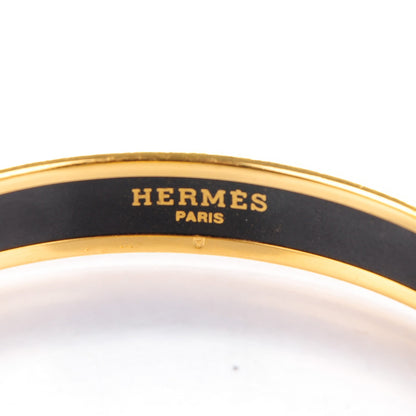 Hermes Enamel Printed Narrow Caleche Bracelet 65 Black 3 of 5