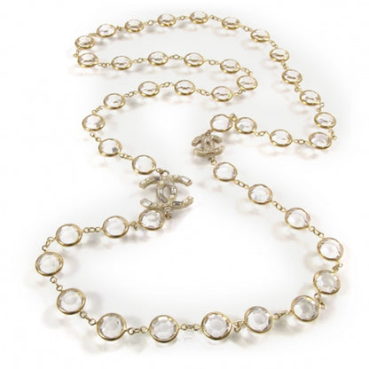 Chanel Crystal Pearl CC Strand Necklace Gold 3 of 6
